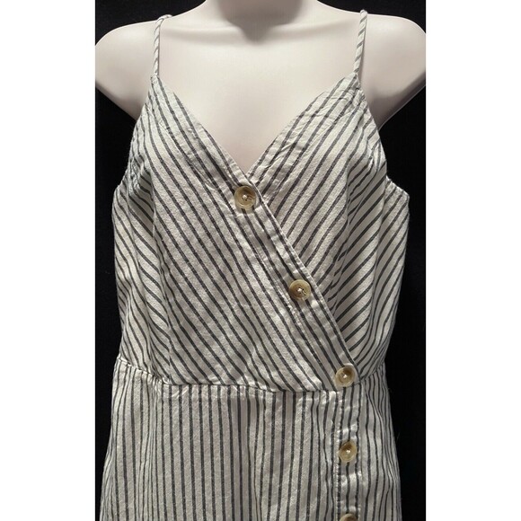 Maurice Striped Cotton Button Front Dress Womens M Black/White Resort Beachy - Picture 2 of 8